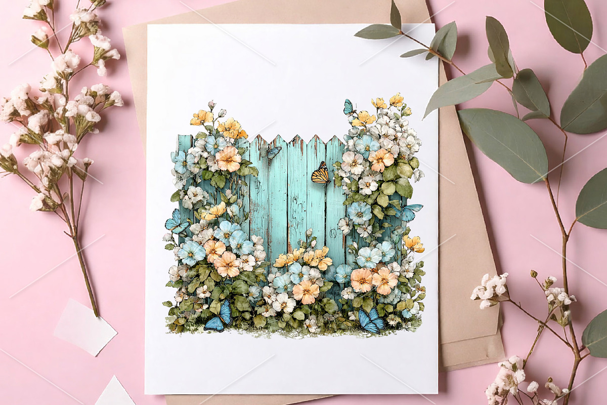 Whimsical Summer Funny Fence Clipart, an Illustration by Canvas Craft (Photo 5 of 7)