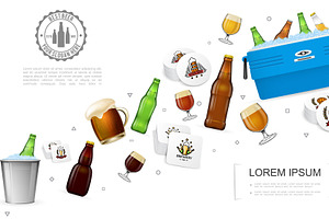 Realistic brewery colorful template