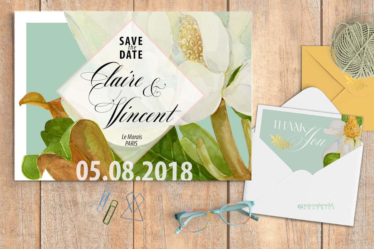 Southern MAGNOLIA-Vintage Clipart, an Illustration by watercolorwild.graphics (Photo 4 of 7)