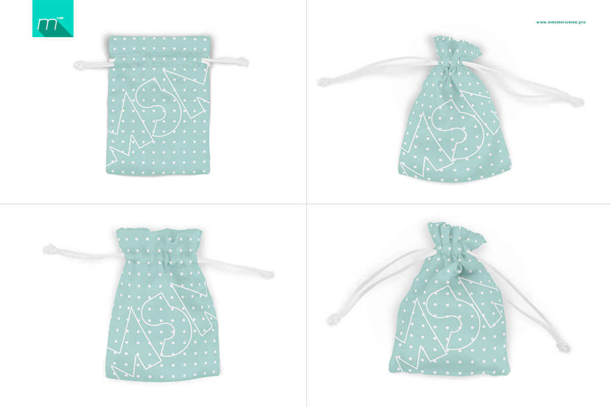 Drawstring Pouch Mock-up, a Product Mockup by BlackMocca (Photo 2 of 6)