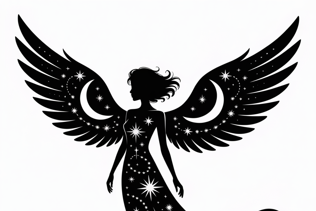 starry angel wings silhouette, an Illustration by Amazin_art (Photo 18 of 21)