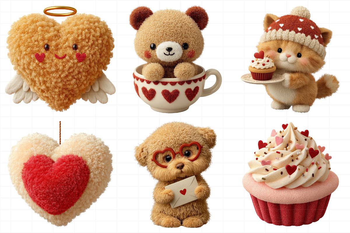 Valentine Fluffy Clipart PNG Bundle, an Illustration by Daily.Designs (Photo 4 of 5)