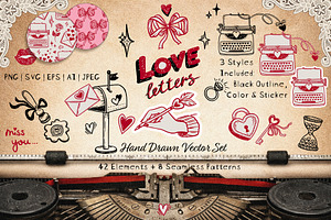 Love Letters Hand Drawn Vector Set, a Graphic by Nadya Saen Art