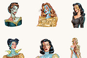 Vintage Zombie Women Clipart, a Person Illustration by BusyDaydesign (Thumbnail 6 of 9)