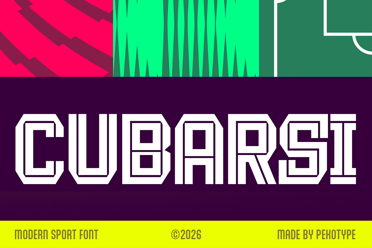 Cubarsi - Sport Jersey Display Font, a Sans Serif Font by Pekotype (Photo 1 of 15)