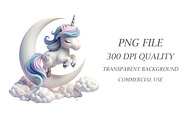 Unicorn on Moon Watercolor Clipart, an Object Illustration by Libby Wishes (Thumbnail 3 of 5)