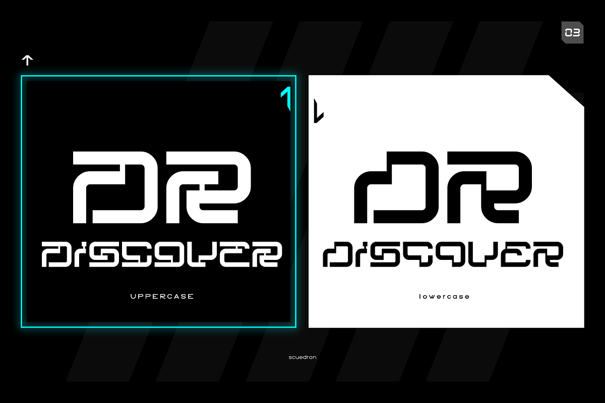 Scuedron - Modern Futuristic Font, a Symbol Font by Yktypstd (Photo 2 of 7)