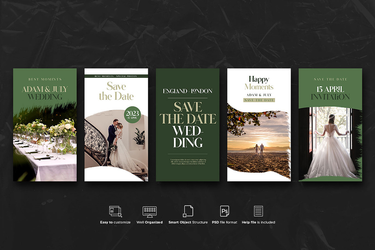 Wedding Social Stories PSD Templates, a Social Media Template by Giraffe Design Studio (Photo 12 of 21)