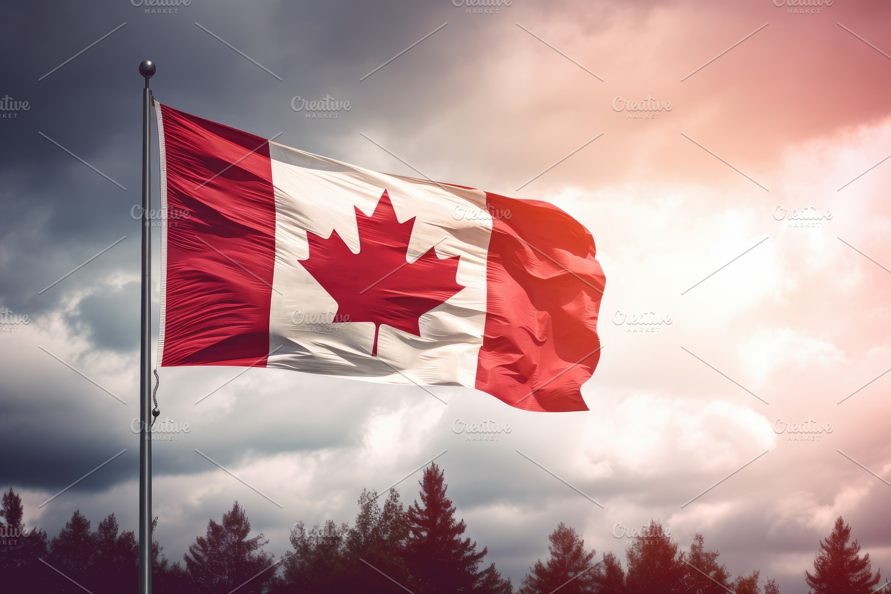 Canada flag waving in the wind with, a Photo by Iftikhar Alam