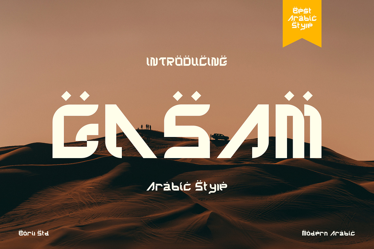 Gasam - Arabic Style Font, a Sans Serif Font by Boril Std (Photo 1 of 10)