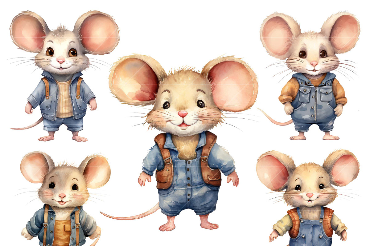 Watercolor Cute Mouse Clipart, an Animal Illustration by Design Scotch (Photo 4 of 7)
