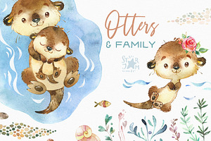 Otters & Family. Sea Collection
