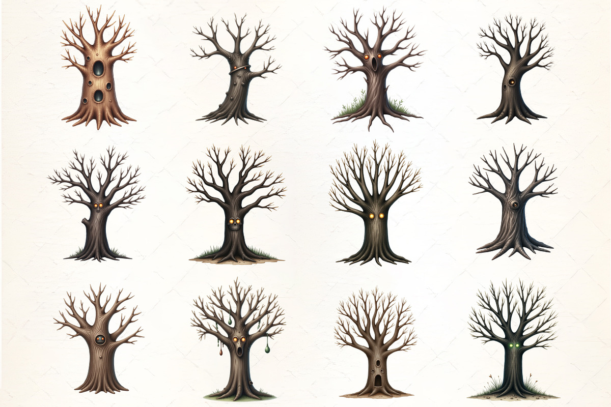 Creepy Tree with Eyes Clipart, an Illustration by CrexoraLab (Photo 2 of 5)