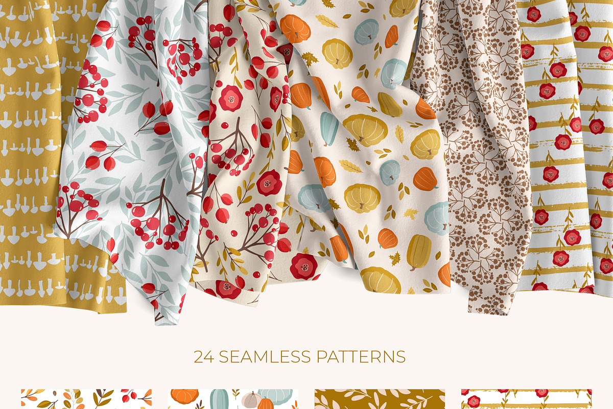 Autumn mood patterns&clipart bundle, a Food Illustration by Cozy pattern shop (Photo 2 of 10)