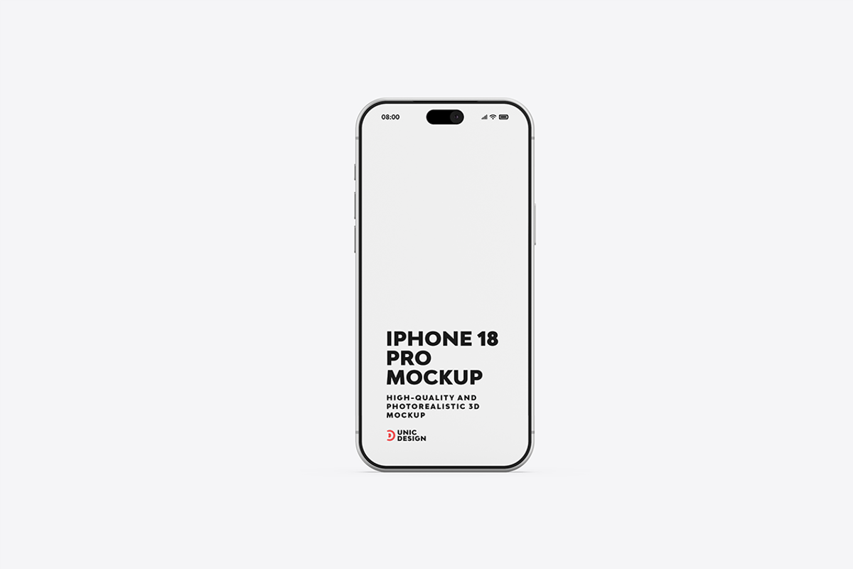 iPhone 18 Pro Mockup, an iPhone Mockup by UnicDesign (Photo 2 of 13)