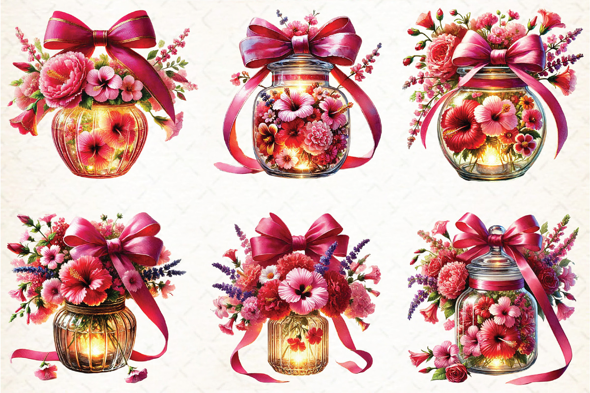 Christmas Flowers Jar Clipart, an Illustration by DreamCafeArt (Photo 2 of 4)