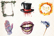 Watercolor Spooky Circus Clipart, an Illustration by Libby Wishes (Thumbnail 4 of 6)