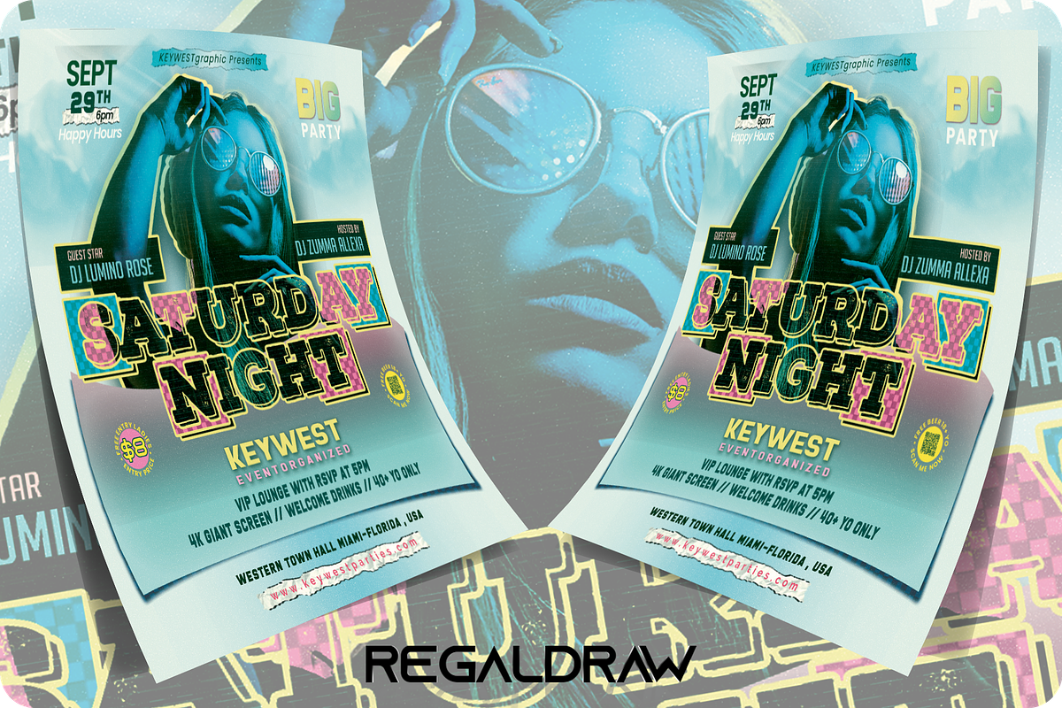 Saturday Night Party Flyer, a Flyer Template by regalDRAW (Photo 2 of 3)