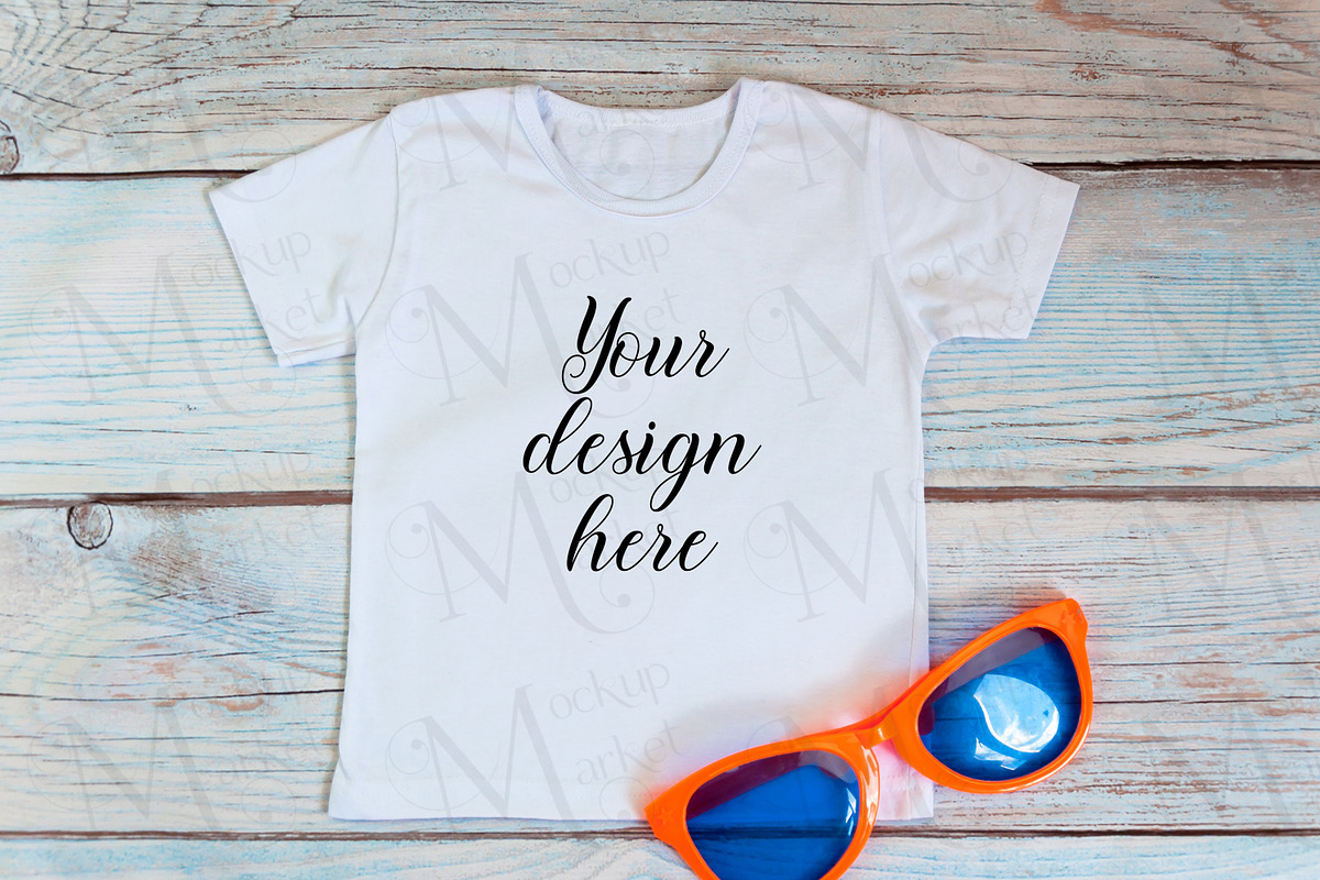 White kid t-shirt mockup bundle., a Print Template by MockupMarket (Photo 8 of 27)