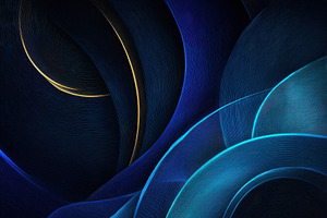 Abstract Blue and Gold Swirls Dark B, a Photo by Pixeness Studio