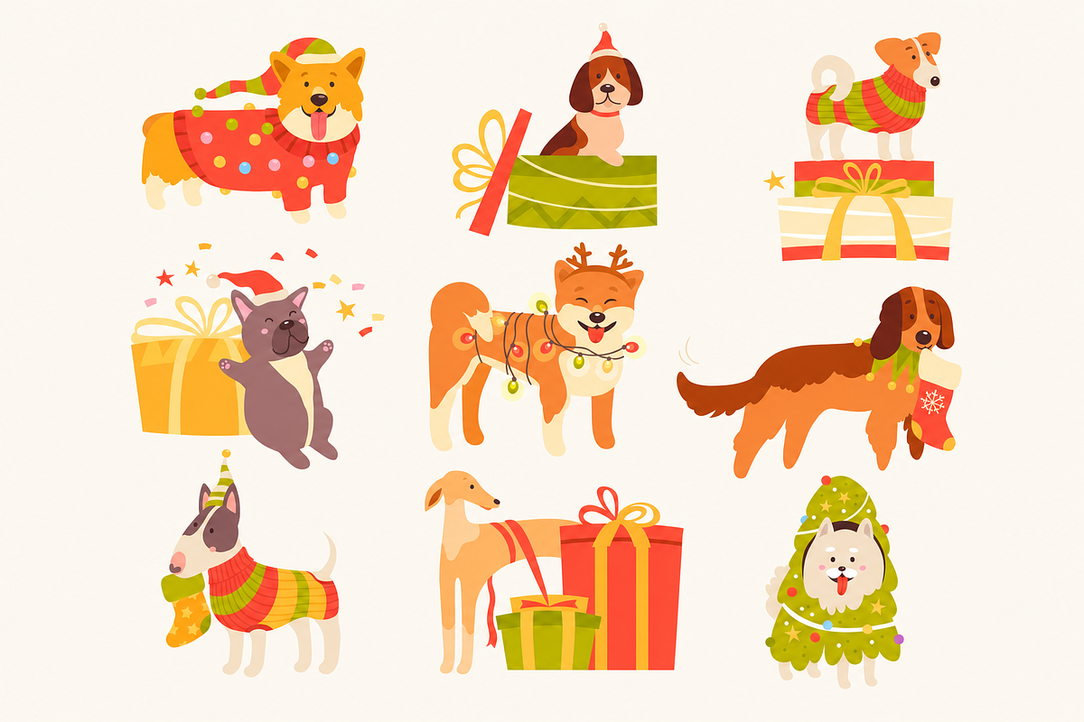 Christmas Animals Illustrations, a Seasonal Illustration by Anna Studio (Photo 12 of 12)