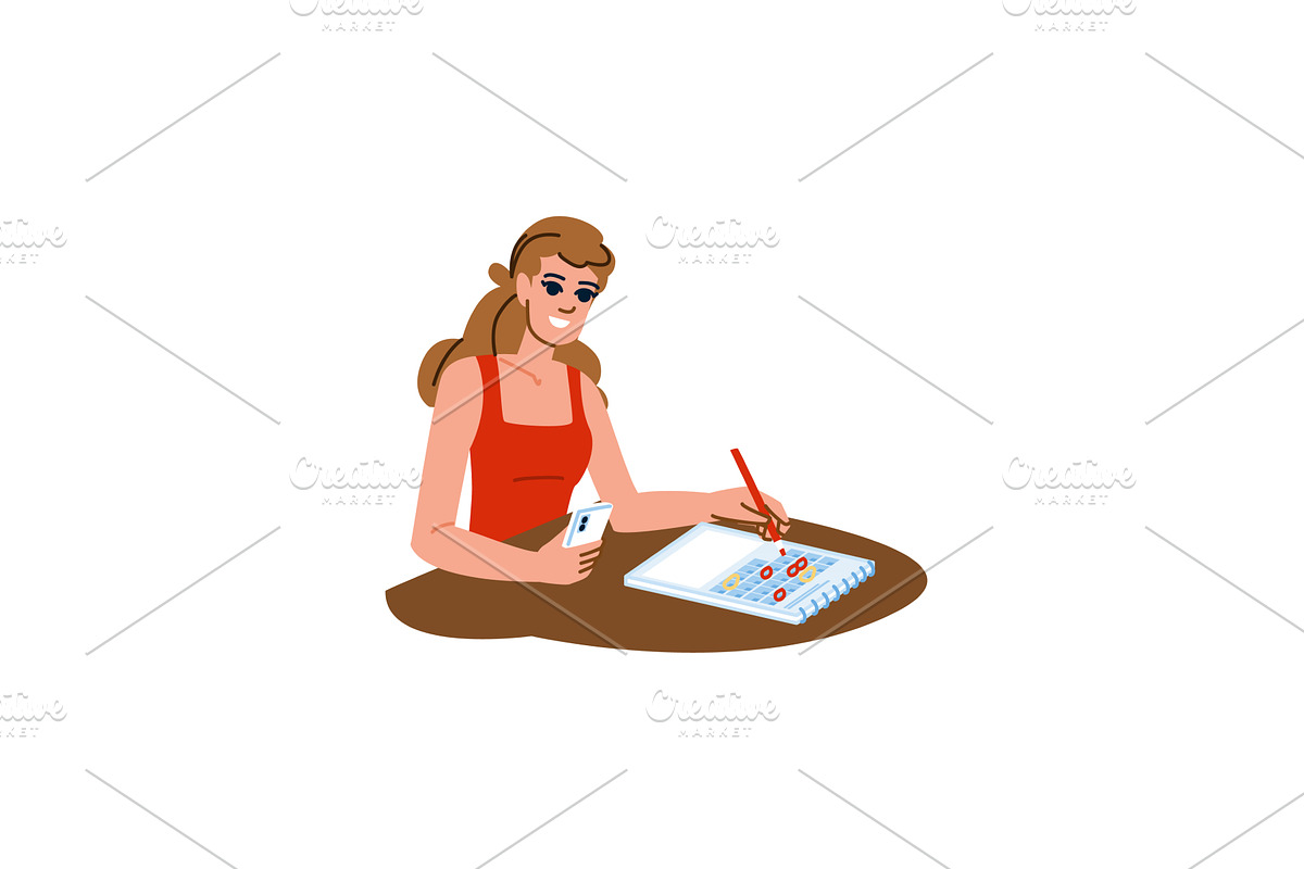 Woman scheduling business, a Person Illustration by pikepicture