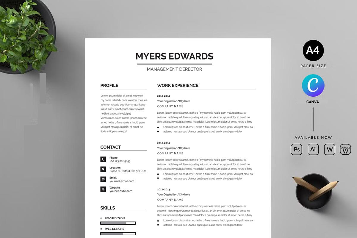 Clean and creative minimal resume, a Resume Template by Blackcloud_Creations (Photo 1 of 6)