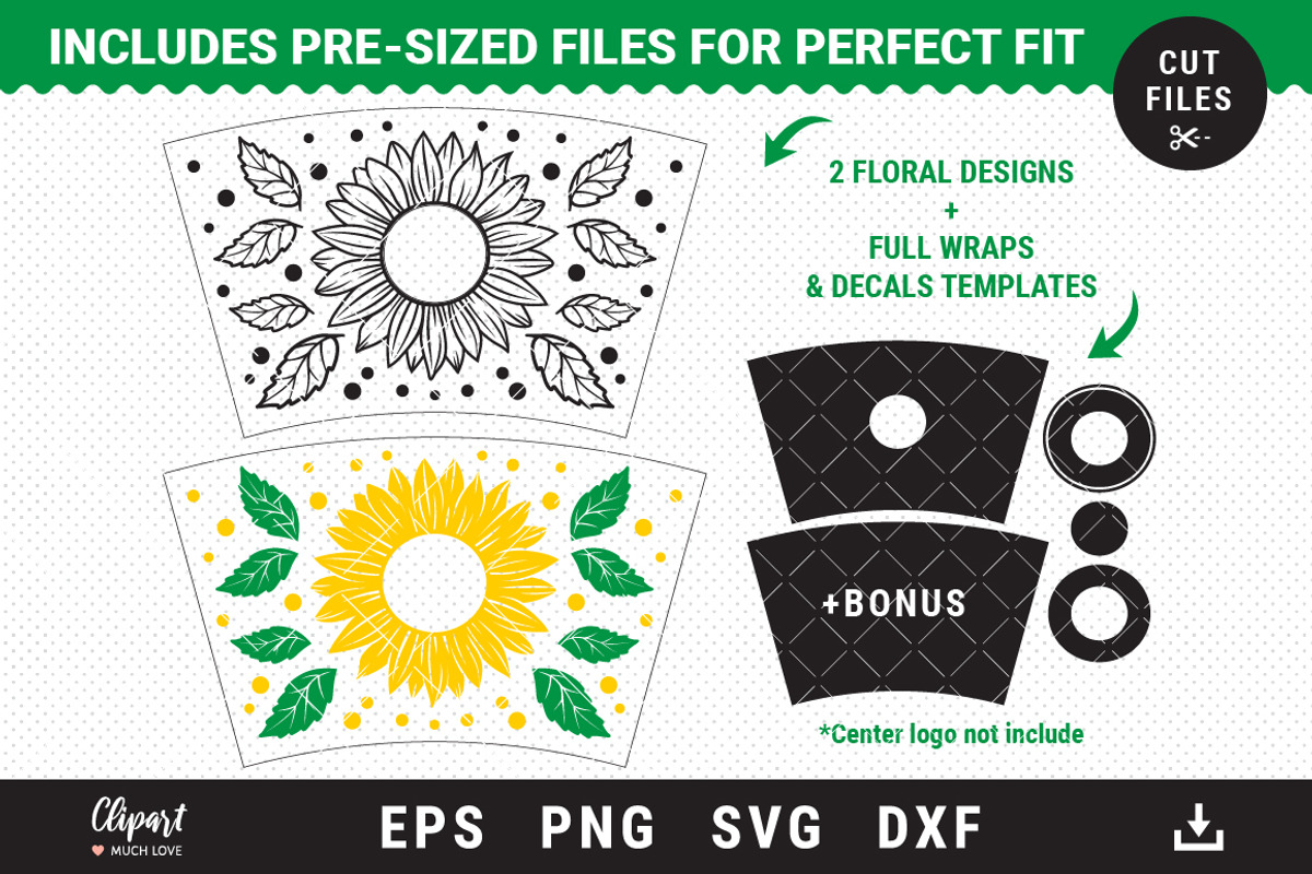 Sunflower Wrap Venti Cold Cup 24 Oz, an Object Graphic by ClipartMuchLove (Photo 2 of 4)