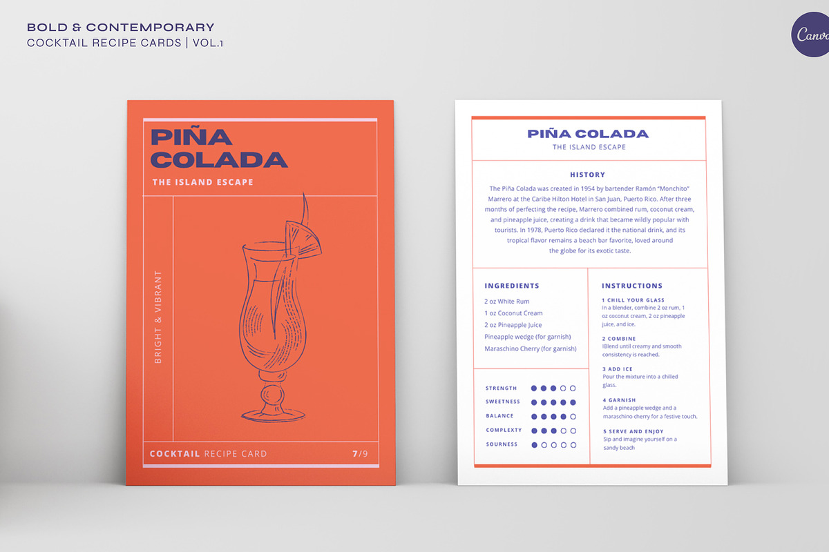 Cocktail Recipe Cards Template, a Marketing Template by Va Bene Studio (Photo 9 of 10)
