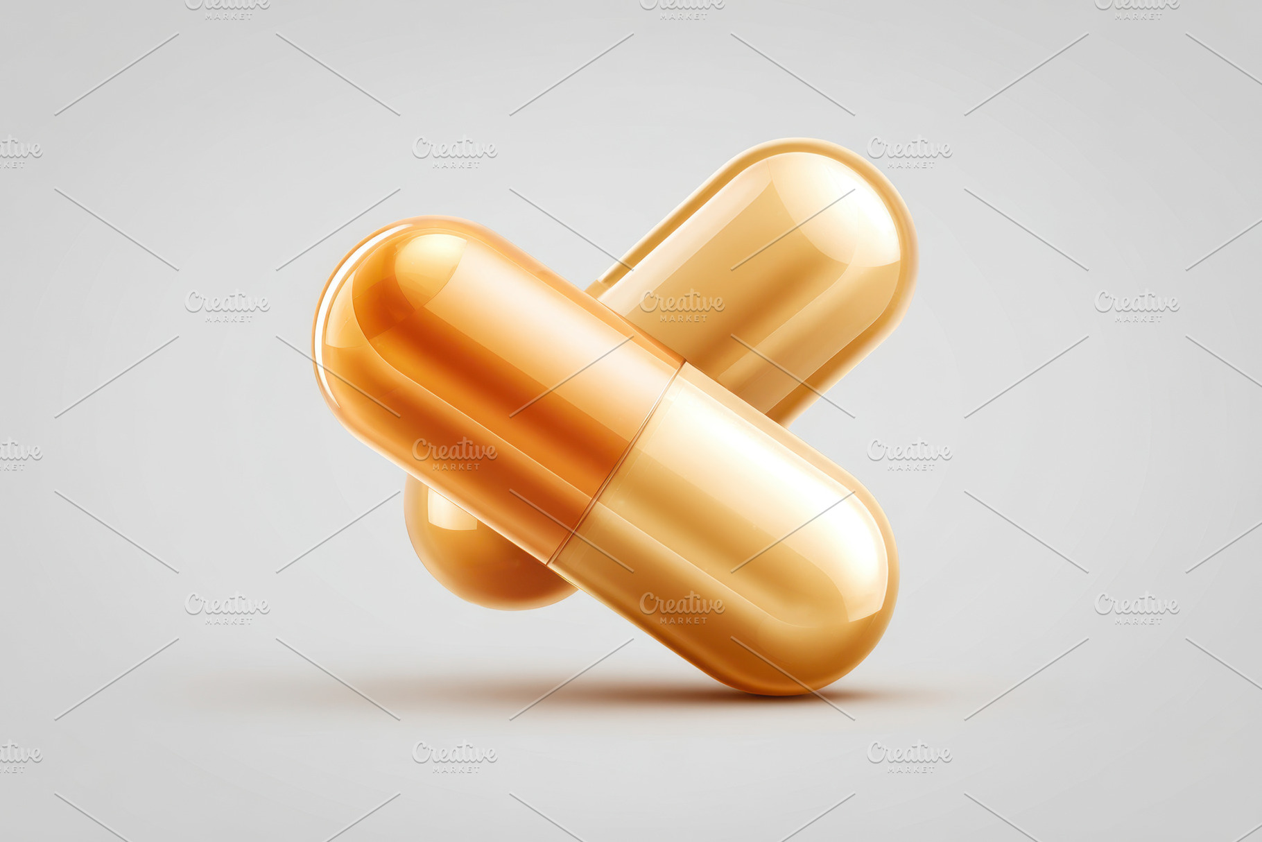 Golden capsules on gray background, a Health & Medical Photo by AlyaAnd