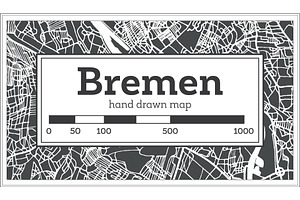 Bremen Germany City Map In Retro