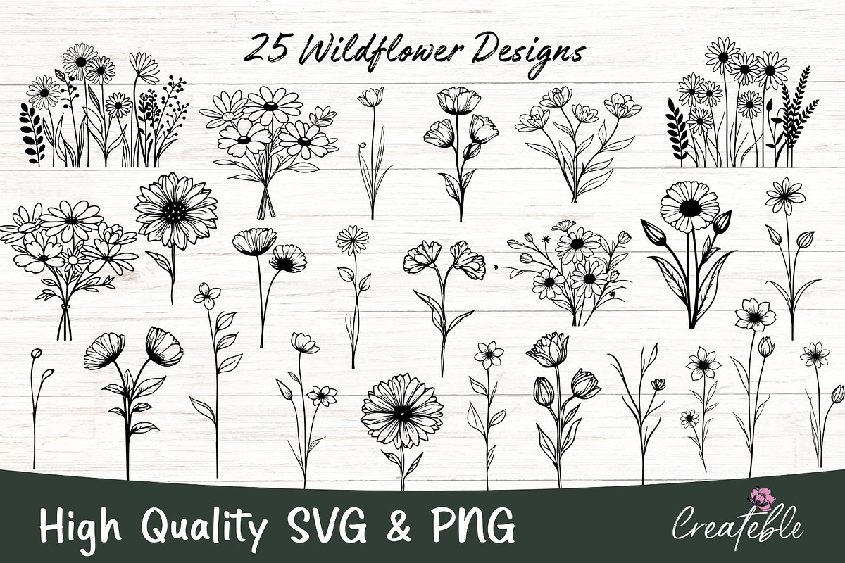 Wildflower SVG PNG Bundle, an Object Graphic by Createble (Photo 1 of 6)