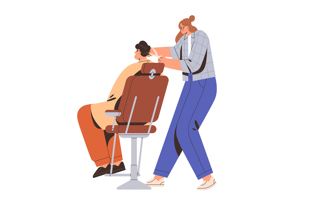Barbers give haircut to clients set, a Person Illustration by Good Studio (Photo 3 of 4)