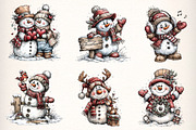 Christmas Whimsical Snowman Clipart, an Illustration by Dream Creation (Thumbnail 2 of 7)
