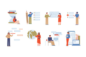 Online education set, an Education Illustration by Good Studio