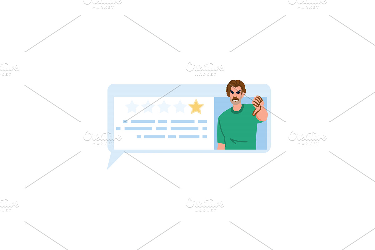 Angry customer leaving one star, a Finance Illustration by pikepicture