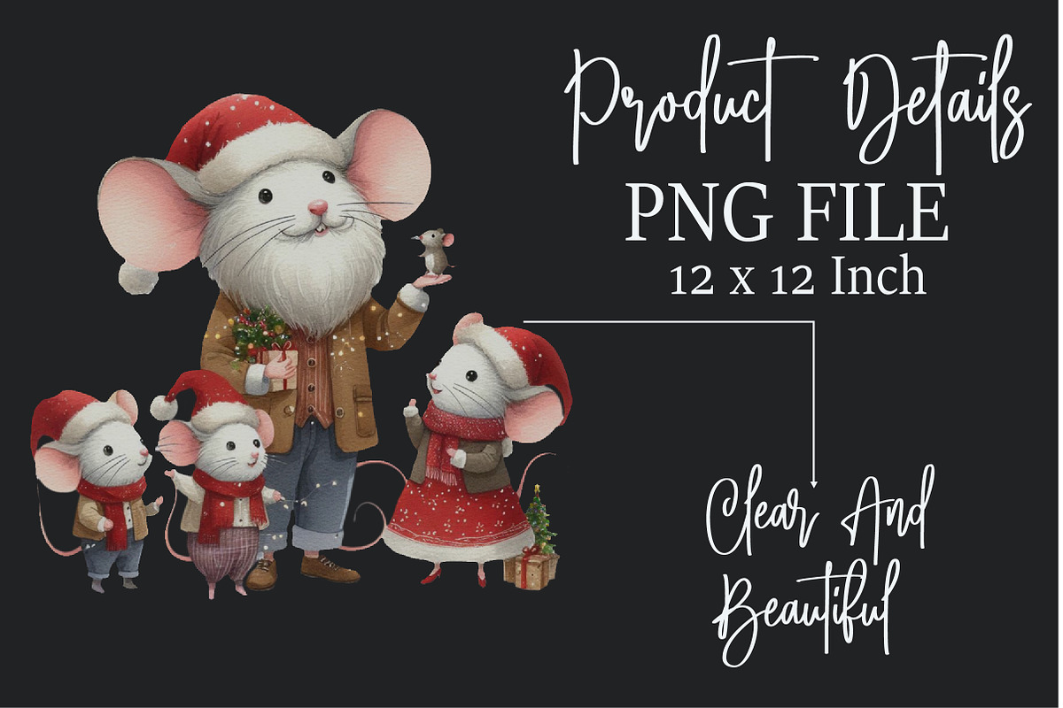 Mouse Family Christmas Clipart, an Illustration by Rose Art (Photo 5 of 5)