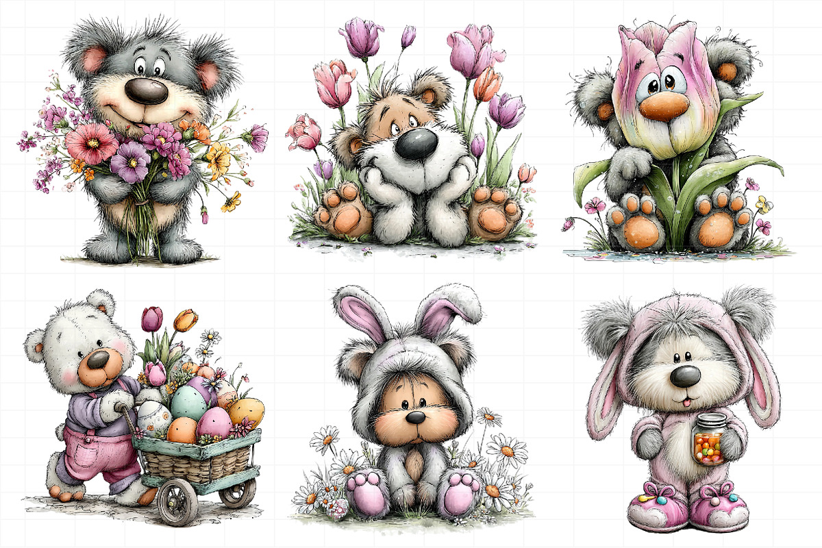 Spring Teddy Bear Clipart Set Bundle, an Illustration by Daily.Designs (Photo 7 of 8)