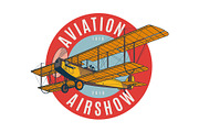 Vintage airplane badge and poster, a Transportation Illustration by Ledokolua (Thumbnail 1 of 2)