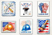 Labor Day Postage Stamp Clipart, an Illustration by RobertsArt (Thumbnail 5 of 5)