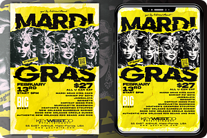 Mardi Gras Flyer Template, a Flyer Template by regalDRAW