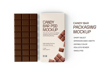 Chocolate Bar Packaging Mockup, a Packaging Mockup by zphotographystudio