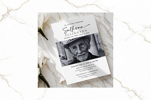 Funeral Invitation B&W Canva FR003, an Invitation Template by TyphoonStudio