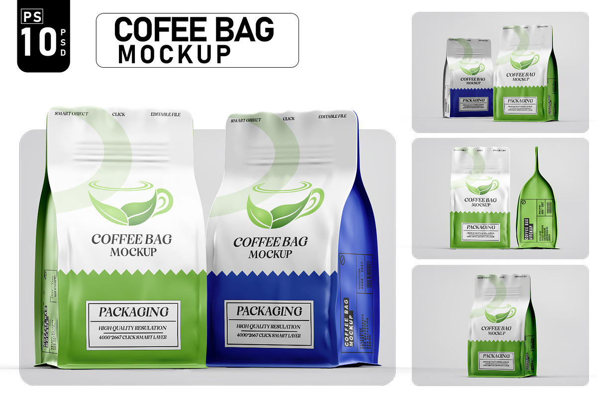 Coffee And Tea Bag Packaging Mockup, a Packaging Mockup by pixelmock (Photo 1 of 17)