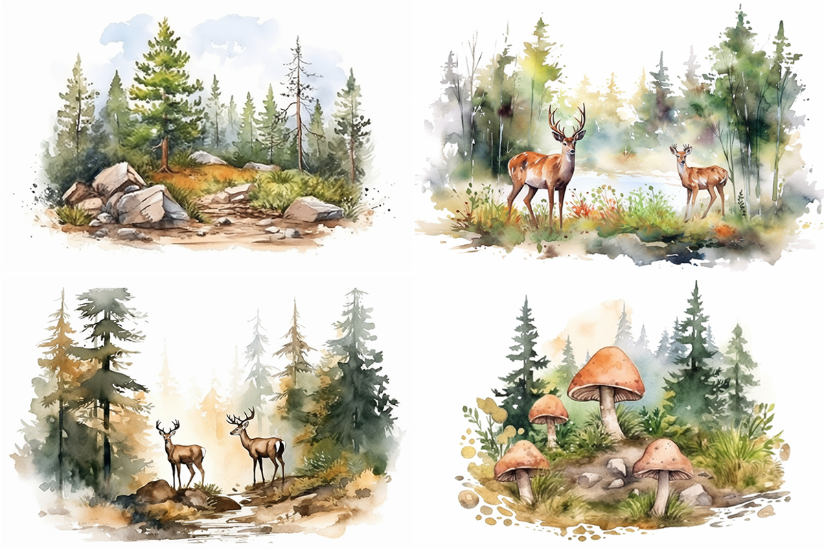 Rustic Watercolor Forest Collection, an Animal Illustration by artsy-fartsy (Photo 6 of 6)