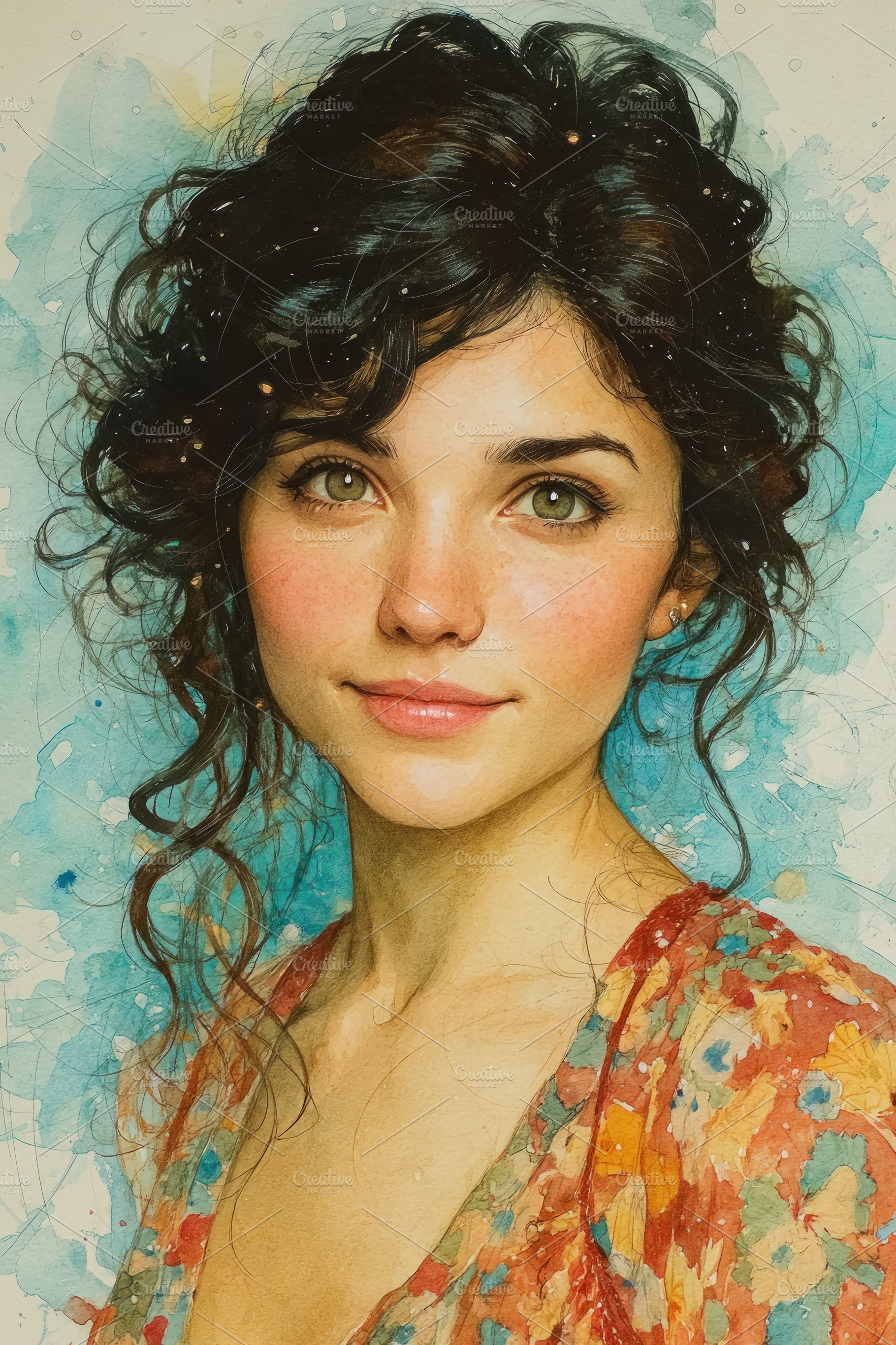 Artistic Portrait of Beautiful Woman with Curly Hair on Textured, a Person Photo by José Manuel Gelpi
