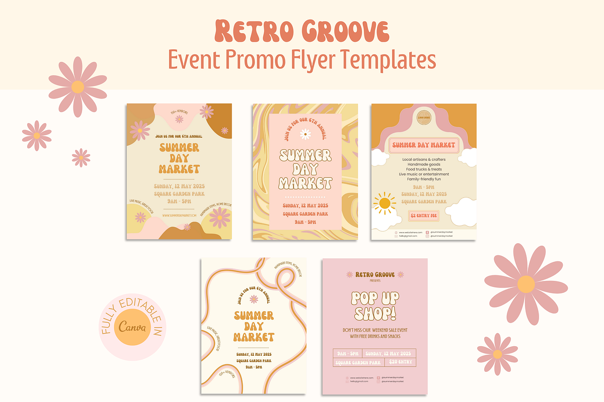 Retro Event Flyer Templates, a Flyer Template by HellYeahDesigns (Photo 1 of 5)