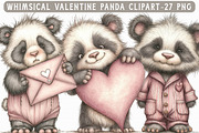 Whimsical Valentine Panda Clipart Se, an Illustration by Libby Wishes (Thumbnail 1 of 6)