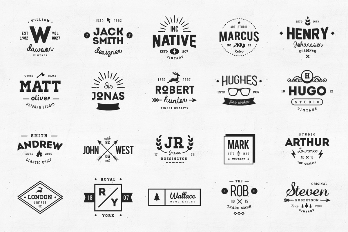 20 Vintage Logos & Badges Vol 01, a Branding & Logo Template by vuuuds (Photo 4 of 5)