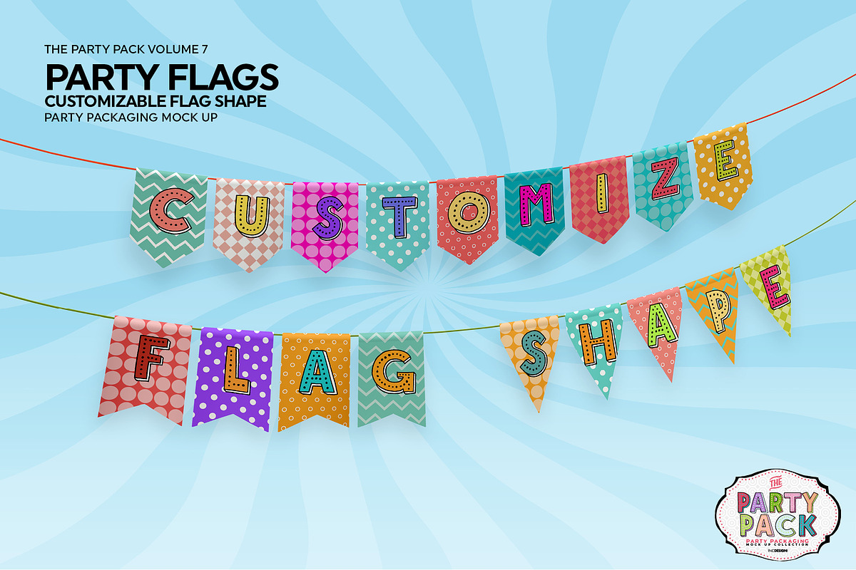 Party Flags CustomizableShape Mockup, a Packaging Mockup by INCDesign (Photo 3 of 7)